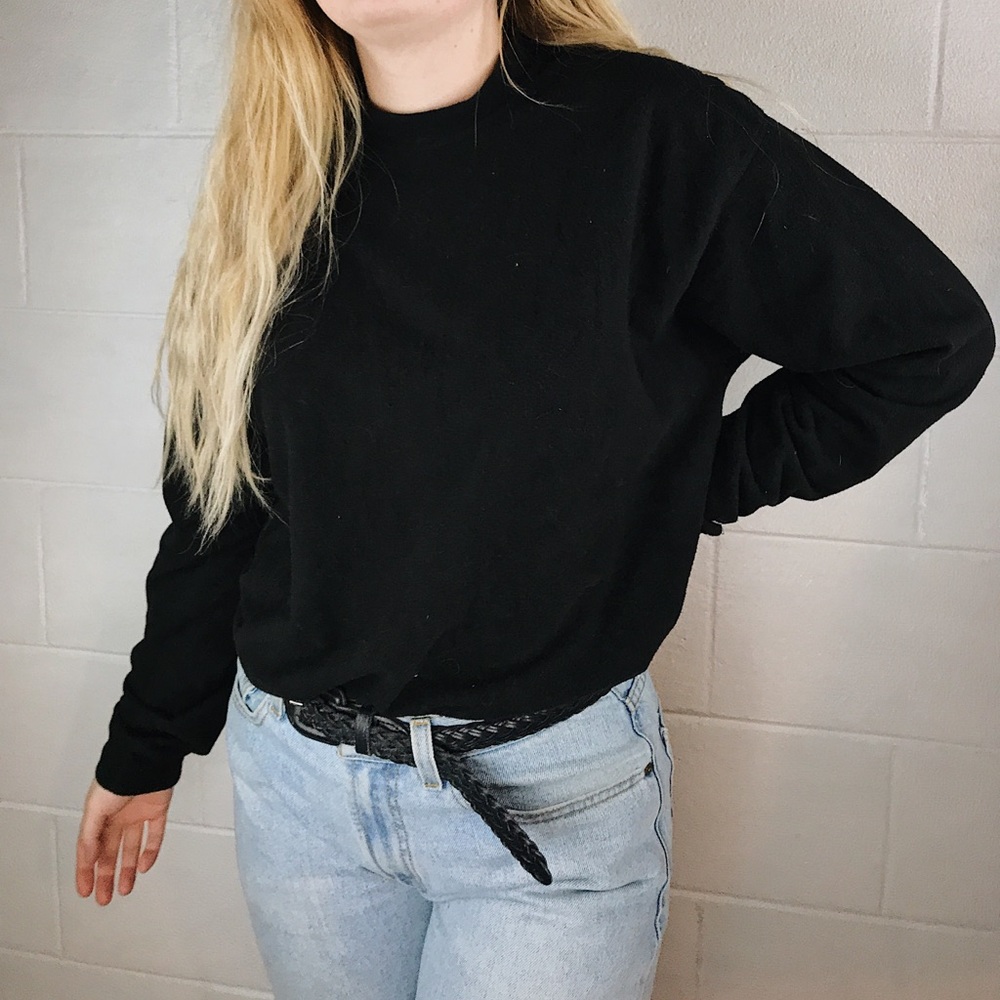 black fleece mockneck warm thermal
